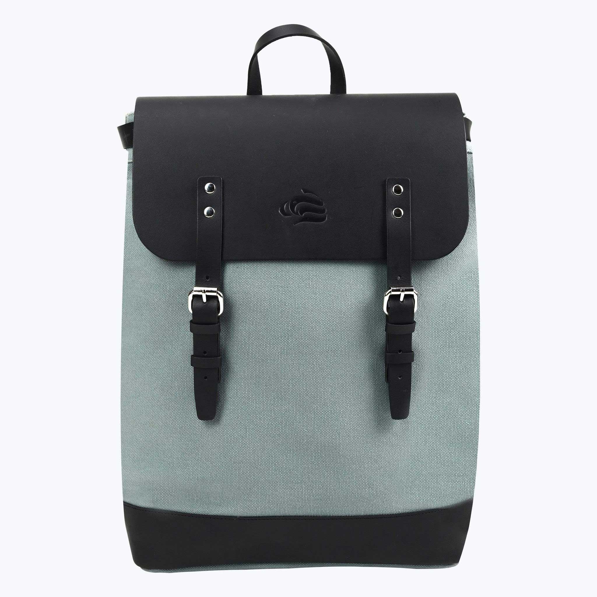 Vintage Leather Gear Bag Blue Grey Smart Sack Backpack